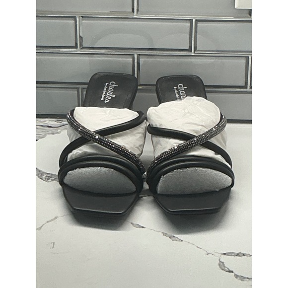 Charles By Charles David Shoes - Charles by Charles David Black Rhinestone Mule Heels Block Heel Shoes Women 12M‎